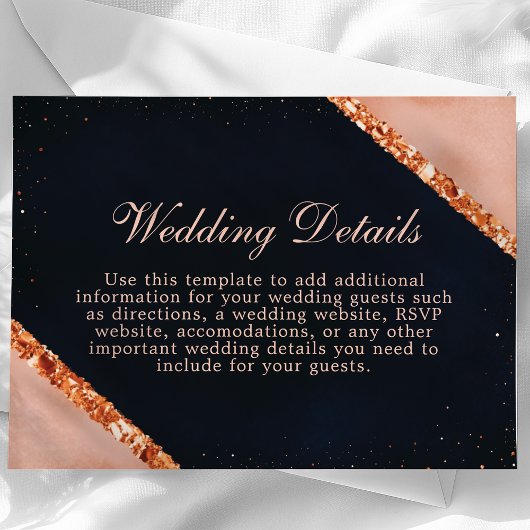 カッパーブラッシュピンクネイビー幾何学模様のカード エンクロージャーカード