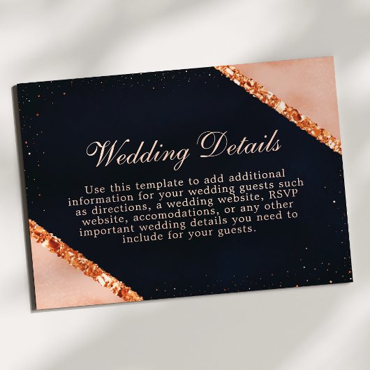 カッパーブラッシュピンクネイビー幾何学模様のカード エンクロージャーカード