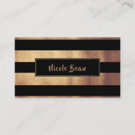 カッパーブロンズ & ブラックストライプのモダンで洗練されたデザイン 名刺