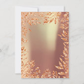 カッパーローズゴールドグリッター葉の花フレーム 招待状 (裏面)