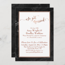 カッパー私たちは結婚した ブラック マーブル セレブレーション 招待状