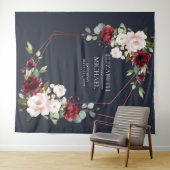 カッパー・ジオメトリック・バーガンディ ネイビーブルー ウェディング タペストリー (インサイチュ(横))