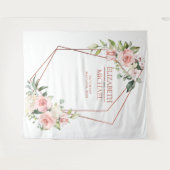 カッパー・ジオメトリック・ピンクの花 タペストリー (正面(横))