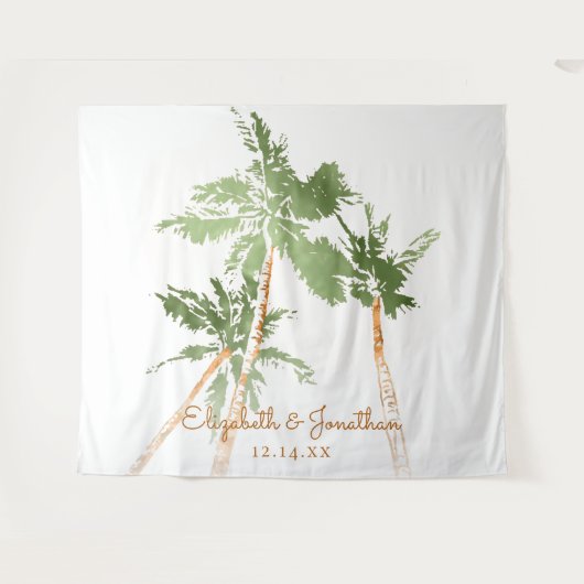 カッパー パームズ ビーチ ウェディング フォトブース 背景 タペストリー (正面(横))