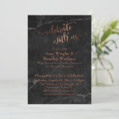 カッパー ブラック マーブル 私たちと一緒にお祝いしよう レセプション 招待状 (スタンド正面)