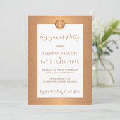 カッパー メタリック クラシック モノグラム 婚約パーティー 招待状 (スタンド正面)