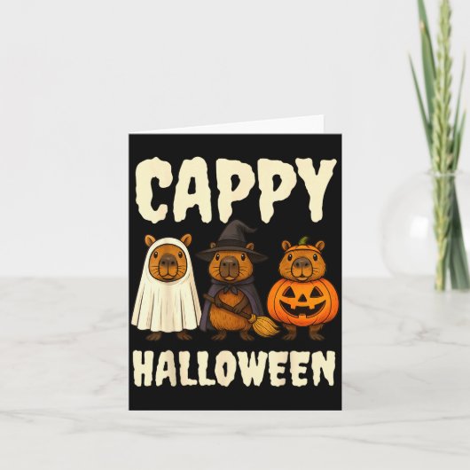 カッピーハロウィンおもしろカピバラ幽霊魔女カボチャ カード (正面)