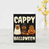 カッピーハロウィンおもしろカピバラ幽霊魔女カボチャ カード (黄色い花)