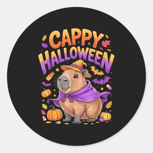 カッピーハロウィンカピバラ魔女 ラウンドシール (正面)