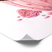 カップでかわいいピンクのフクロウ ポスター (角)