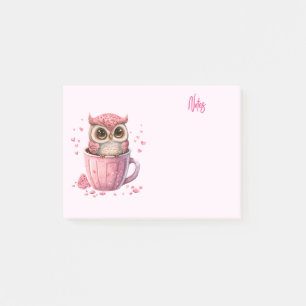 カップでかわいいピンクのフクロウ ポストイット
