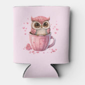 カップでかわいいピンクのフクロウ 缶クーラー (正面)