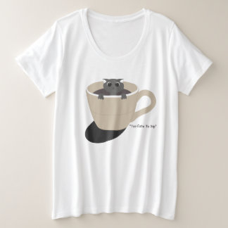 カップでかわいい猫 プラスサイズTシャツ
