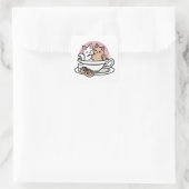 カップでくつろぐかわいい子猫たち - お茶の時間に癒されて スクエアシール (バッグ)