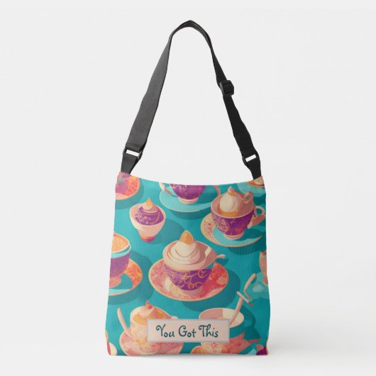 カップとソーサーの学生 クロスボディバッグ (正面)