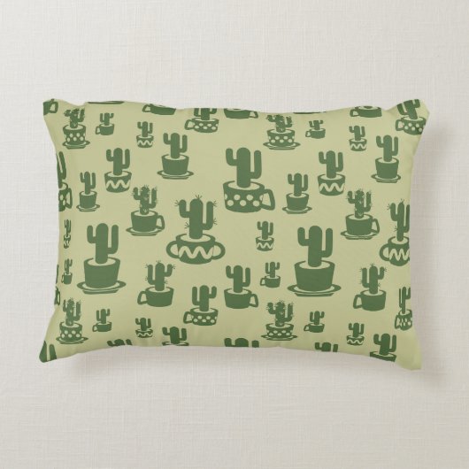 カップとポットの多肉性サボテンのシルエット アクセントクッション (裏面)