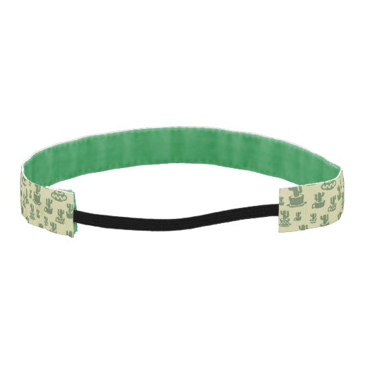 カップとポットの多肉性サボテンのシルエット アスレチックヘッドバンド (裏面)