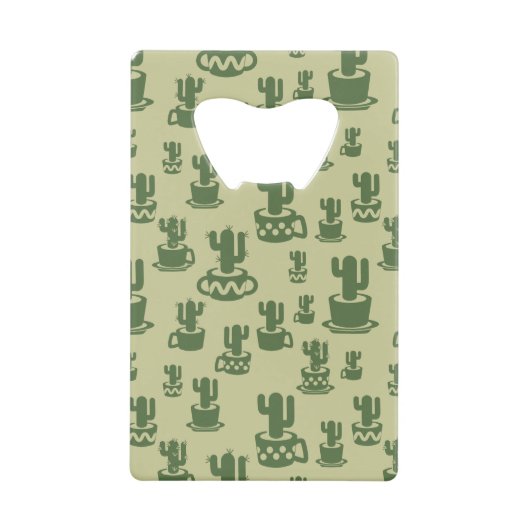 カップとポットの多肉性サボテンのシルエット クレジットカード栓抜き (正面)