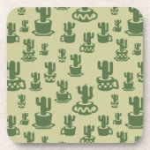 カップとポットの多肉性サボテンのシルエット コースター (正面)