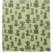 カップとポットの多肉性サボテンのシルエット シャワーカーテン (正面)