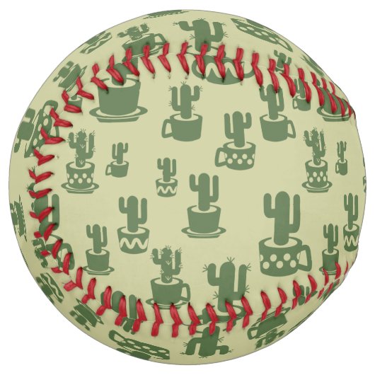 カップとポットの多肉性サボテンのシルエット ソフトボール (正面左)