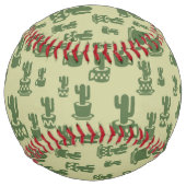 カップとポットの多肉性サボテンのシルエット ソフトボール (正面)