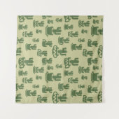 カップとポットの多肉性サボテンのシルエット タペストリー (正面(横))