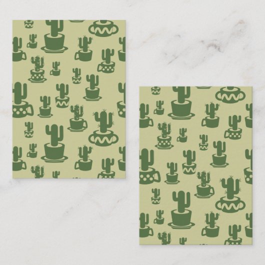 カップとポットの多肉性サボテンのシルエット ノートカード (正面/裏面)