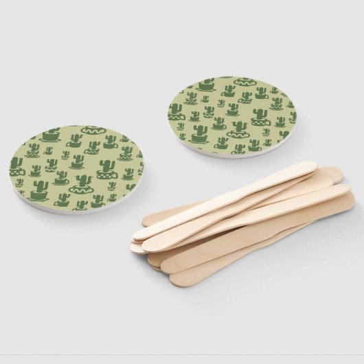 カップとポットの多肉性サボテンのシルエット ハンドファン (組立なし)