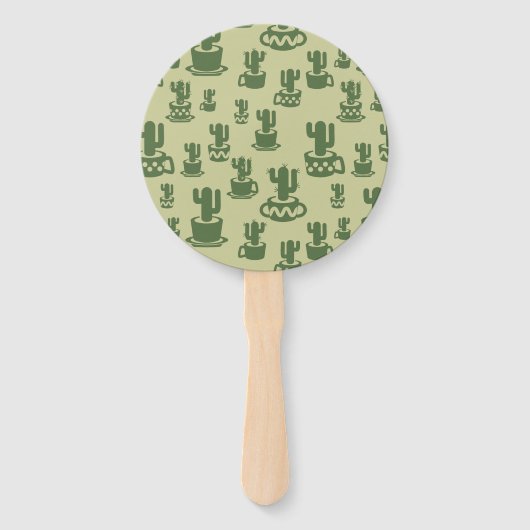 カップとポットの多肉性サボテンのシルエット ハンドファン (正面)