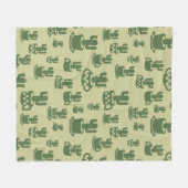 カップとポットの多肉性サボテンのシルエット フリースブランケット (正面(横))