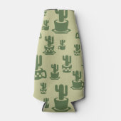 カップとポットの多肉性サボテンのシルエット ボトルクーラー (正面)