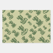 カップとポットの多肉性サボテンのシルエット ラッピングペーパーシート (正面3)