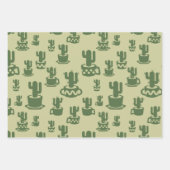 カップとポットの多肉性サボテンのシルエット ラッピングペーパーシート (正面2)