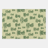 カップとポットの多肉性サボテンのシルエット ラッピングペーパーシート (正面)