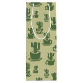 カップとポットの多肉性サボテンのシルエット ワインギフトバッグ (裏面)