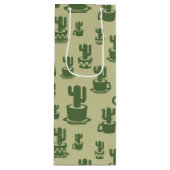 カップとポットの多肉性サボテンのシルエット ワインギフトバッグ (正面)