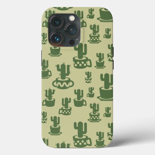カップとポットの多肉性サボテンのシルエット Case-Mate iPhoneケース (裏面)