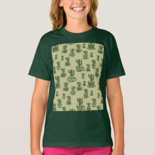 カップとポットT-Shの吸汁性のサボテンのシルエット Tシャツ