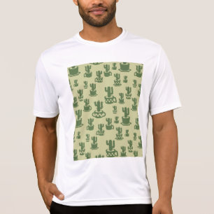 カップとポットT-Shの吸汁性のサボテンのシルエット Tシャツ