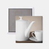 カップと皿を茶釜で閉じる マグネット (正面/裏面)