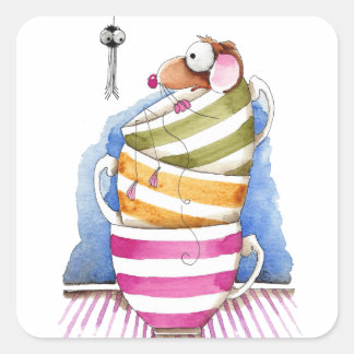 カップに入ったネズミ スクエアシール