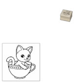 カップに入った子猫 1x1 ラバースタンプ (押印)
