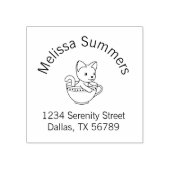 カップに入った子猫 – Cat in a Teacup Arch Address 2 ラバースタンプ (インプリント)
