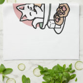 カップに猫ちゃんを丸める – 愛らしいティータイム キッチンタオル (折り畳み)