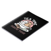 カップに猫ちゃんを丸める – 愛らしいティータイム ノートブック (左側)