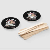 カップに猫ちゃんを丸める – 愛らしいティータイム ハンドファン (組立なし)