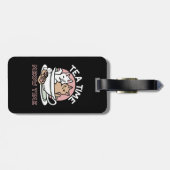 カップに猫ちゃんを丸める – 愛らしいティータイム ラゲッジタグ (裏面横)