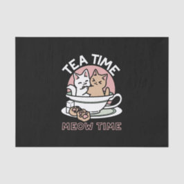 カップに猫ちゃんを丸める – 愛らしいティータイム 薄葉紙