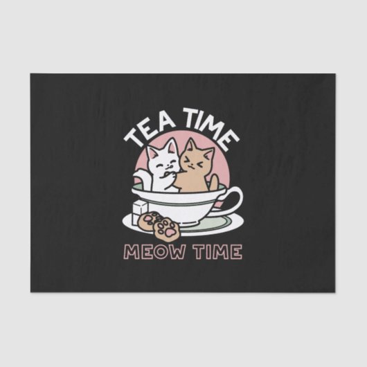 カップに猫ちゃんを丸める – 愛らしいティータイム 薄葉紙 (正面)